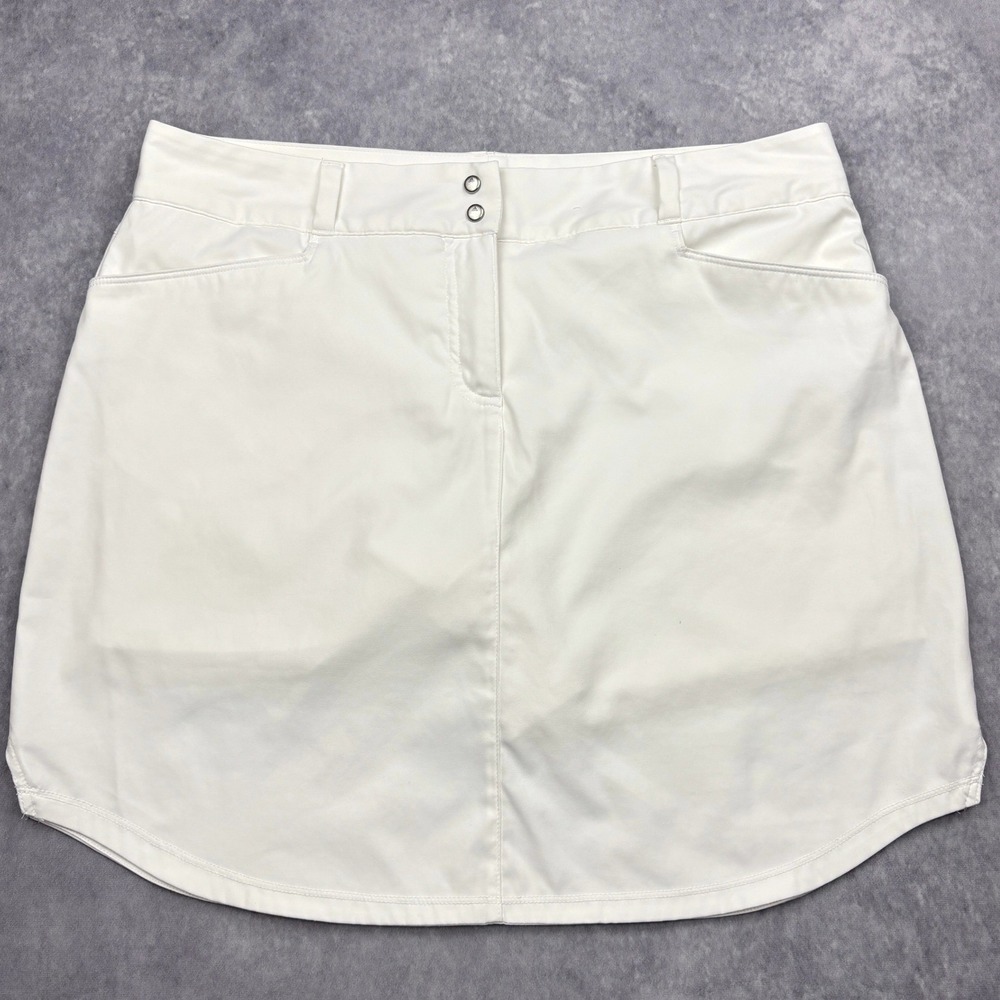 adidas Golf Skort Womens 10 White Performance Athletic Tennis Skirt With Shorts
